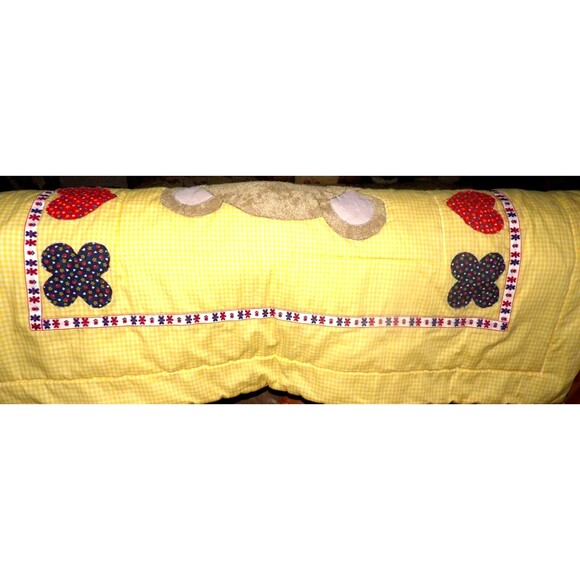 Gingham Goose 1970s Baby Quilt Blanket Handmade Teddy Bear RARE HTF Vintage Crib - Picture 3 of 10